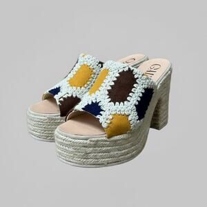 Gaimo tan patchwork platform sandals, size 8, BRAND NEW!